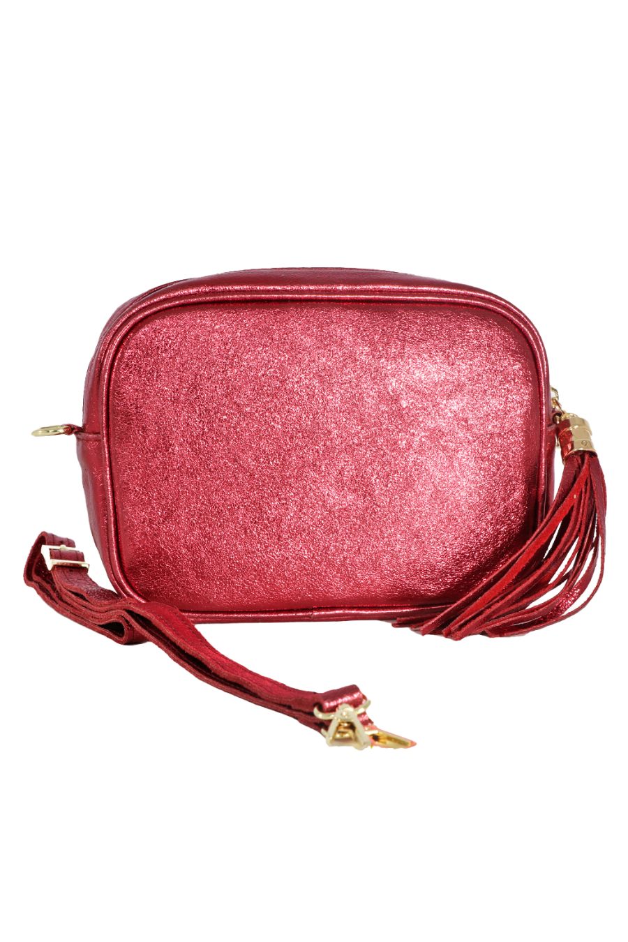 Metallic Red Genuine Italian Leather Camera Bag