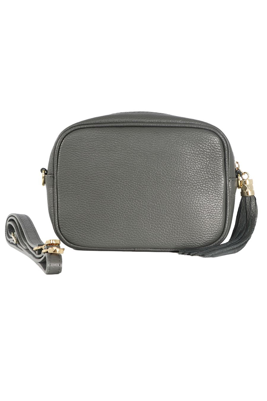 Dark Grey Genuine Italian Leather Camera Bag