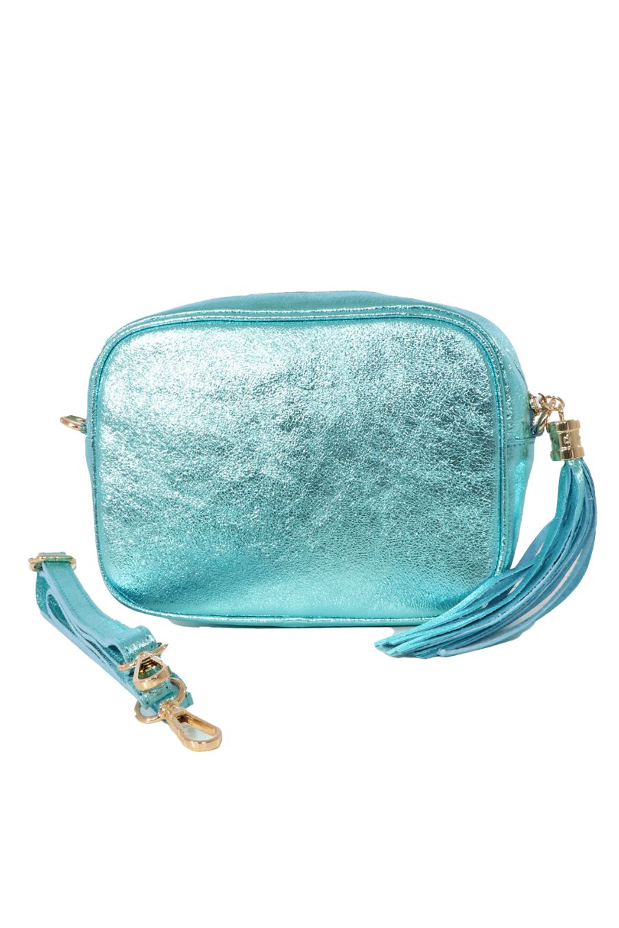Aqua Genuine Italian Leather Camera Bag