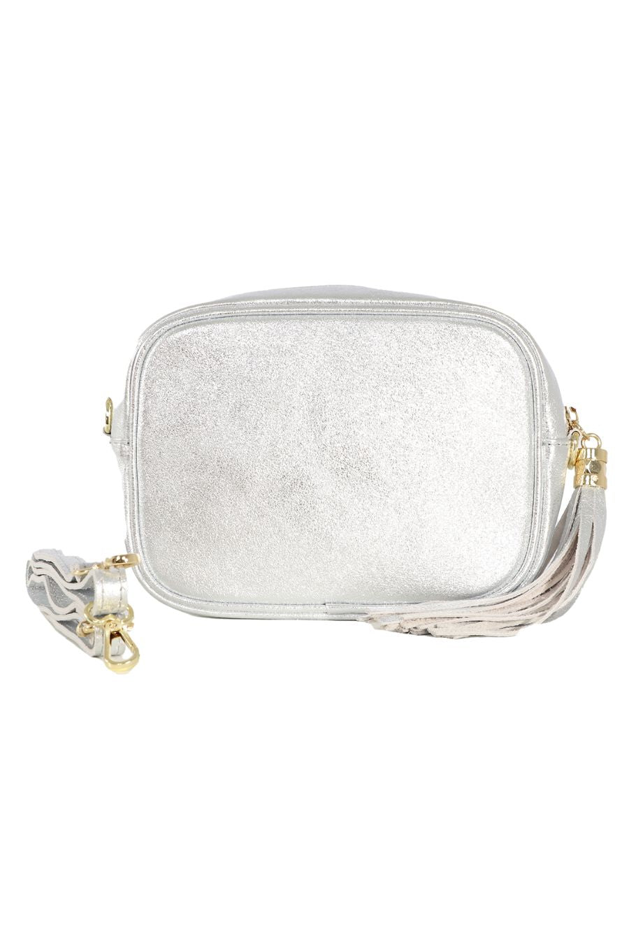 Silver Genuine Italian Leather Camera Bag