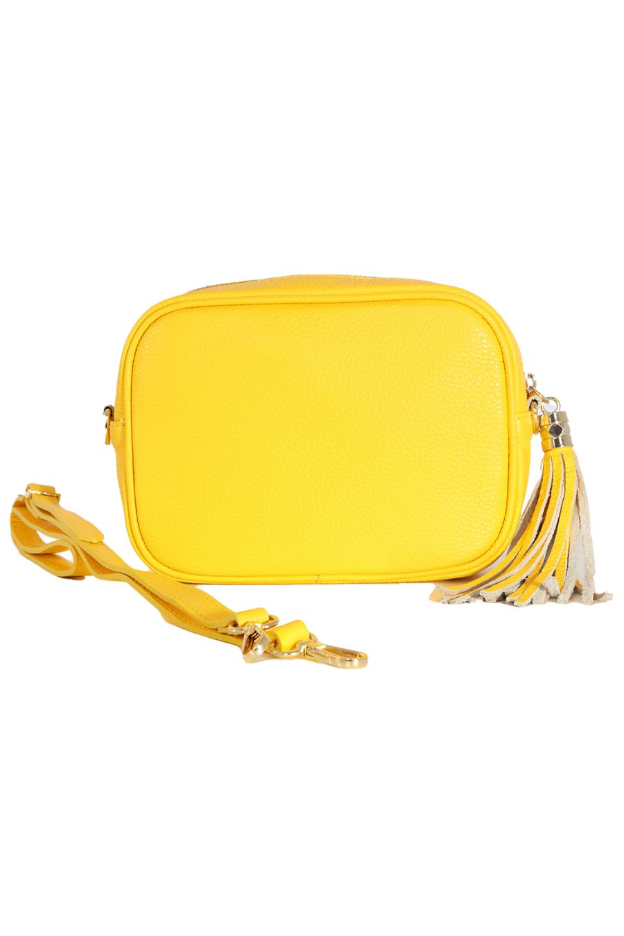 Yellow Genuine Italian Leather Camera Bag